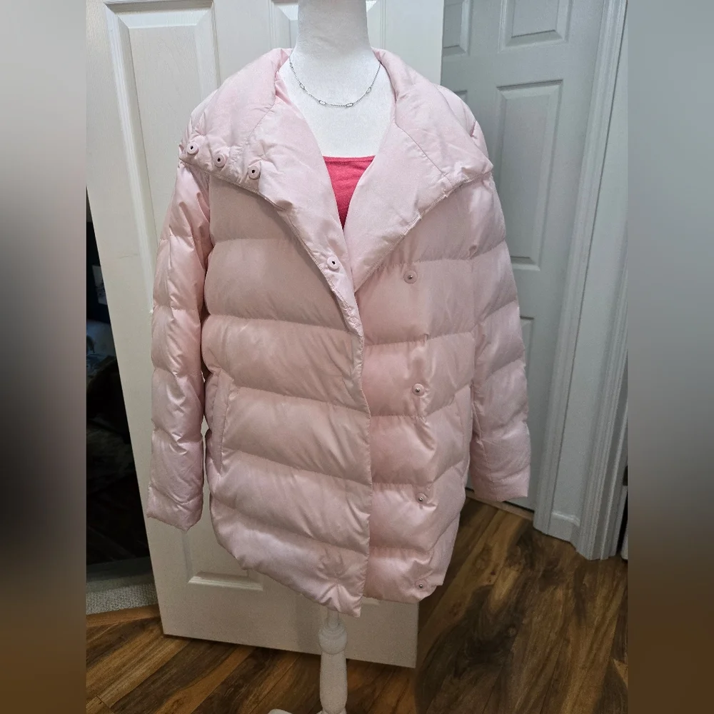 JJill Down-filled quilted pale pink puffer jacket Size Large - Picture 1 of 16